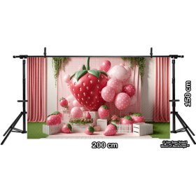 Resim Venspor Çilek Temalı Tatlı ve Renkli Arkaplan - 200x150cm Fon Duvar Örtüsü 