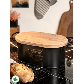 Resim Tahta Kapaklı Metal Ekmeklik, Ahşap Kapaklı Ekmeklik (Bread Baskılı) 