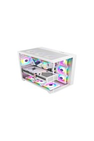 Resim Dragos Ocean Curved Pro V2 Beyaz 7x Argb Fan USB 3.0 Type-C 750W 80+ Atx Bilgisayar Kasası Beyaz 