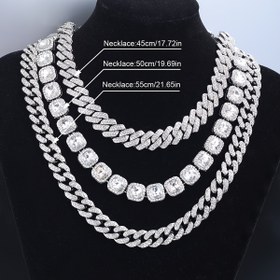 Resim 3 parça/set Erkek Takı Seti Küba Zincir Kolye Seti, Hip Hop Sokak Stili Takılar Parti, Doğum Günü, Sevgililer Günü, Şükran Günü Hediyeleri için 