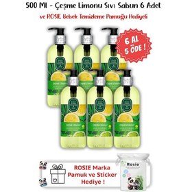 Resim Eyüb Sabri Tuncer Çeşme Limonu Sıvı Sabun 6 x 500 ML + Rosie Pamuk 