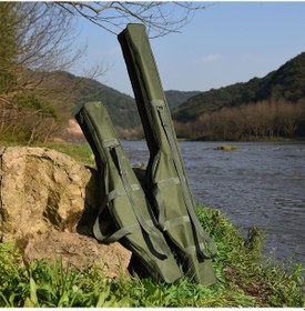 Resim Padalink Orta Boy Asker Yeşili Olta Çantası - 2 Bölmeli, 420d Oxford Kumaş, Su Geçirmez, 100/150 Cm Seçenekli 