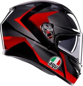 Resim AGV K3 Motosiklet Kaskı Kapalı Kask Striga Black Grey Red 