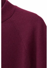 Resim Mixray 7003 Kadın Oversize Dik Yaka Basic Triko Kazak Mürdüm 