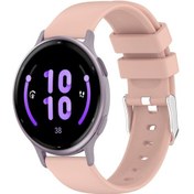 Resim Garmin Vivoactive 5 İçin 20mm Pürüzsüz Düz Renk Silikon Saat Bandı Pembe 