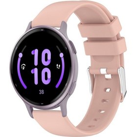 Resim Garmin Vivoactive 5 İçin 20mm Pürüzsüz Düz Renk Silikon Saat Bandı Pembe 