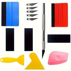Resim Araç Vinil Kaplama ve Cam Filmi Uygulama Araçları Kiti, Keçeli Squeegee'ler, Güvenlik Kesici Bıçaklar, Hassas El Sanatları Bıçağı ve Mıknatıs Tutucular - Ön Konum Profesyonel Araç Kaplama Aksesuarları Seti Ücretlendirilmez 