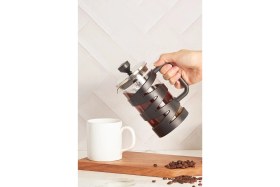 Resim Feyza Design 600 ml Siyah Borosilikat Cam French Press, Şık ve Dayanıklı Tasarım 