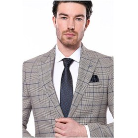 Resim Wessi Ekose Slim Fit Bej Erkek Ceket - Wessi Bej 