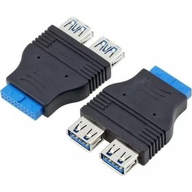 Resim 19 Pin 2x USB 3.0 To 9 Pin USB 2.0 Çevirici Dönüştürücü Adaptör 