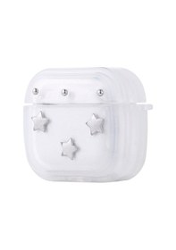 Resim Ekılıf - Apple Uyumlu AirPods 4. Nesil - Kılıf Airbag Tasarımlı Simli Şeffaf Kutup Kılıf - Airbag 44 - Yıldız - T36623 Yıldız 