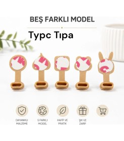 Resim Emre Bilişim Type-C Toz Tapası 5'li Paket - 3m Yapışkanlı Kaybolmaz Telefon Şarj Girişi Koruyucu Sevimli Figürlü Set Krem 