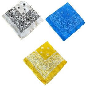 Resim Pamuklu Klasik Desen Unisex 3lü Bandana Seti Renkli Bandana Etnik Desenli A Kalite Bandana Bej - Siyah 