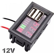 Resim Dijital Voltmetre Ekranlı 5v 2a Usb İos Uyumlu-android Çıkışlı 12v Akü Kapasite Göstergesi 