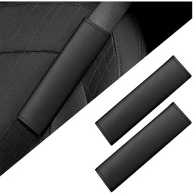 Resim 2 Adet Araç Emniyet Kemeri Pedi, Çıkarılabilir Emniyet Kemeri, Omuz Koruyucu, Deri Emniyet Kemeri, Omuz Yastığı, Yetişkinler ve Çocuklar Için (Siyah) 