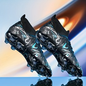 Resim Erkek Futbol Kramponları - Kumaş Astarlı, PU Üst ve Tabanlı Hafif Spor Ayakkabılar, Düz Renk, Antrenman ve Sporlar için Evrensel Uyum, Tüm Sezon Performansı 