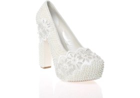 Resim Kadın Beyaz Sedef Inci Taş Işlemeli Gelin Ayakkabıe 