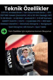 Resim SONREİR Watch PG Ultra 4G LTE 16GB Sim Kartlı Kameralı Akıllı Saat Wi-Fi Çocuk Huawei İphone Uyumlu 8,9,10 