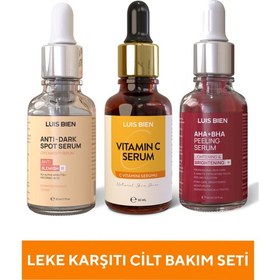 Resim Luis Bien Leke Serumu + Aha Bha Serum + C Vitamini Serum ( Leke Karşıtı Besleyici ve Onarıcı Cilt Bakım Seti) 