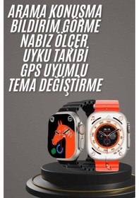 Resim Yeni Model Akıllı Saat Ultra Smart Watch Gümüş Kasa 45mm Titreşim 