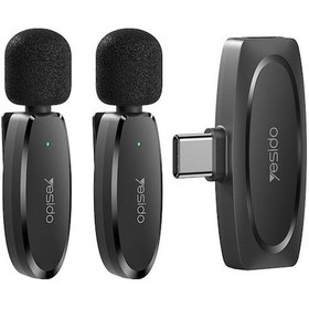 Resim Rogfer Yesıdo Kr13 Type-c Alıcılı Çift Düşük Gecikmeli Kablosuz Yaka Mikrofonu Siyah 