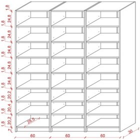 Resim Asra Trend %100 MDFLAM Koyu Gri Kitaplık K-27 