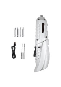 Resim 3.6v Li-poly Şarjlı Elektrikli Tornavida Seti - 6 Parça, Katlanabilir, Led Işık, Usb Şarj, 3.5nm Tork, İleri/geri Vites - Beyaz 