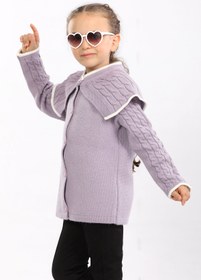 Resim Cloudy Kids Kız Çocuk Düğmeli Pelerin Yaka Triko Hırka 