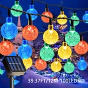 Resim Güneş Kristal Top Kabarcık LED Işıklı Dize, Güneş Açık Bahçe Dekorasyonu, Renkli IP65 Su Geçirmez Dış Mekanlar İçin, Tatil Kamp Aydınlatması, Ramazan, Okul Partisi, Paskalya, Bayram-ı Şerif, Noel, Avlu Dış Mekan Işıkları, 8 Aydınlatma Modu 