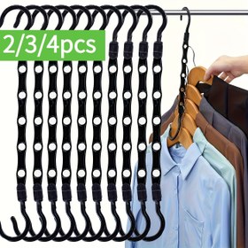 Resim 2/3/4 adet Büyülü Askı - Hafif Giysiler için Yer Tasarrufu Sağlayan Dolap Düzenleyici - Giyim Mağazası için Sağlam Plastik Çok Fonksiyonlu Askı 