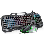 Resim Rogfer T-wolf Tf600 104 Tuşlu Kablolu Arkadan Aydınlatmalı Klavye Ve Fare Seti, Metal Panel Ve Telefon Standı İle Siyah Optik - Siyah Optik 