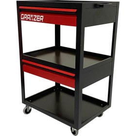 Resim Grayzer Kırmızı İki Çekmeceli Parça Taşıma Takım Arabası Ergonomik Sap ile Atölye ve Ev Kullanımı 