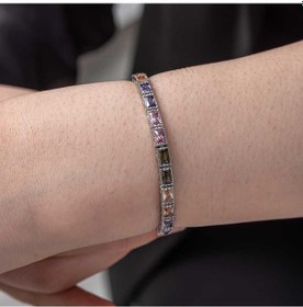 Resim Gümüş Mix Taşlı Su Yolu Kadın Bileklik Gümüş - Rose Gold 