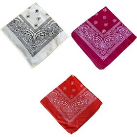Resim Pamuklu Klasik Desen Unisex 3lü Bandana Seti Renkli Bandana Etnik Desenli A Kalite Bandana Bej - Yeşil 