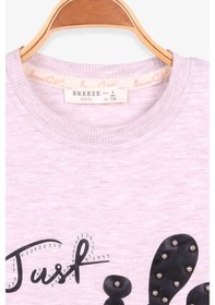 Resim Kız Çocuk Sweatshirt Incili Taşlı Beli Bağcıklı Bej Melanj (6-12 