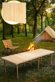Resim pratikoutdoor Katlanır Kamp, Piknik ve Bahçe Masası 75x200 cm - Ham Naturel Renk 