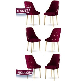 Resim Canisa Krax Serisi, 1.sınıf Babyface Kumaş Mutfak Sandalyesi, Gold Metal Ayak, 6 Adet Mürdüm Sandalye Sandalye Mürdüm Ayaklar Gold 