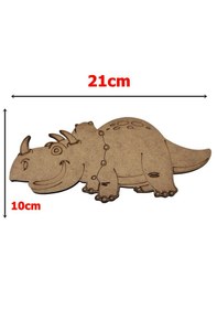 Resim Ahşap Boyanabilir Dinozor Figürü Triceratops 21x10 Cm - 3mm Mdf Eğitici Boyama Seti 10 Adet 