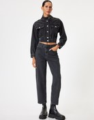 Resim Taşlı Kot Pantolon Düz Paça Standart Bel Cepli - Eve Straight Jeans 