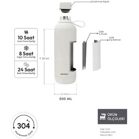 Resim Karaca Aly Soft Touch Çelik Sızdırmaz Termos 500 Ml Beyaz Beyaz 