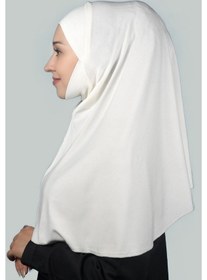 Resim Altobeh Hazır Türban Peçeli Pratik Eşarp Tesettür Nikaplı Hijab - Namaz Örtüsü Sufle (XL) - Ekru 