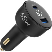 Resim Juo 65w Led Ekranlı Type-c Usb-a Araç Şarj Aleti Iphone & Android & Notebook Araç Içi Şarj Cihazı 
