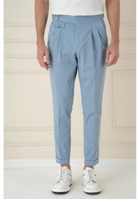 Resim Efor Comfort Fit Beli Tokalı Çift Pileli Havacı Mavi Jogger Pantolon P 1172 Mavi 