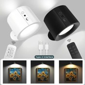 Resim Duvara monte edilebilen mıknatıslı LED lamba: 360° dönebilen, çift taraflı aydınlatma, dokunmatik kontrol, USB şarj, oturma odası, yatak odası, koridor, başucu ve okuma için uygundur - 6,4 cm/2,5 inç çap, 8 cm/3,14 inç yükseklik 