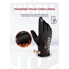 Resim Motiva Su Geçirmez Softshell Unisex Bisiklet, Motosiklet Eldiven Dokunmatik Kışlık Rüzgar Geçirmez Kaymaz 