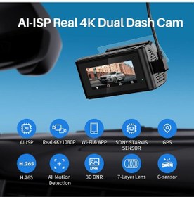 Resim True 4k Dash Cam Ön Ve Arka, 2160p, Aı-ıps Gece Görüşü, Gps, 24 Saat Park Modu 