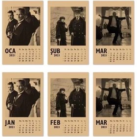 Resim Atatürk Fotoğraflı 2027 Masa Takvimi - Dikey Siyah Kraft 