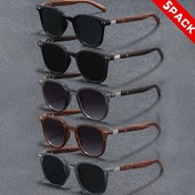 Resim 5 adet HINDFIELD Moda Kare ve Yuvarlak Çerçeve Ahşap Granit Bacaklı Moda Gözlük - Unisex, Tam Çerçeve, PC Malzeme, Partiler, Müzik Festivalleri, Konserler ve Hediyeler için İdeal, Şenlikli Gözlük | Şık Gözlük | Dayanıklı Gözlük 