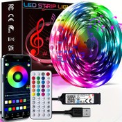 Resim Uygulama Kontrollü Akıllı LED Şerit Işıklar - USB ile Çalışan, Renk Değiştiren & Müzik Senkronizasyonu için Yatak Odası, Oturma Odası, Parti Dekoru - Uzaktan Kumanda & Zamanlayıcı Fonksiyonu Dahil, Noel, Düğün, Bar, Kahve Salonu ve Mağaza Ekranları için Uygun 