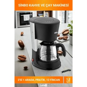 Resim Letsii Sinbo 2'si 1 Arada Filtre Kahve ve Çay Demleme Makinesi 1.2 Litre 12 Fincan Kapasiteli 